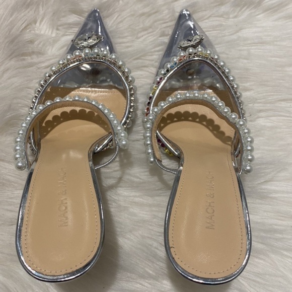 Mach & Mach‎ Diamond of Elizabeth Imitation Pearl pointed toe Mule size 39.5 - Picture 7 of 13